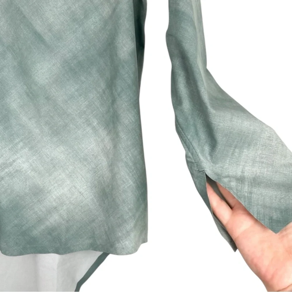ATHLETA Urbanite Printed Oversized Button-Up Shirt in Denali Green Size M/PETITE - Picture 6 of 11